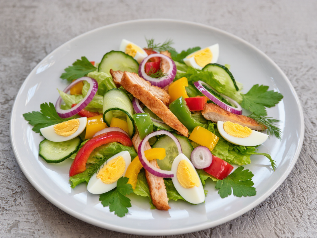 Салат с жареной курицей